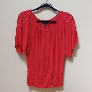 Bwear Red Lace Accent Women's Blouse